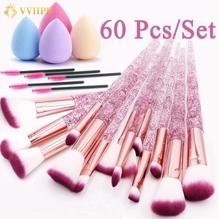 vip 10/20/60 pzs juego de brochas de maquillaje profesional para mujeres/brochas de belleza/herramientas de maquillaje completas (con 1 esponja de maquillaje gratis)
