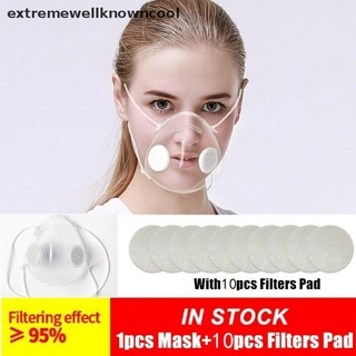 Ecmy máscaras faciales transparentes transparentes y 10pcs Fliter Anti-gotas respirador cubierta de boca Caliente