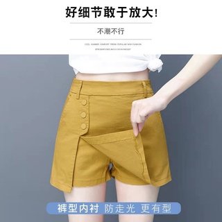 Pantalones cortos casuales, faldas de cintura alta de verano, la nueva versión coreana de los pantalones de pierna ancha era una falda de falda delgada de dos piezas (2)