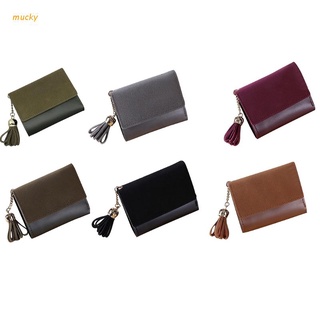 muc Women's Fashion Tassel Purse PU Leather Wallet Short Card Holder Trifold Wallets