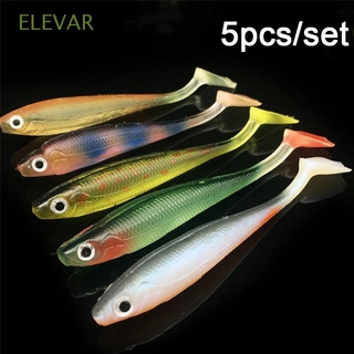 ELEVAR 5 unids/lote cebo suave estable Artificial Swimbait gusano pesca señuelos carpa 9cm 5g alta calidad T cola de silicona