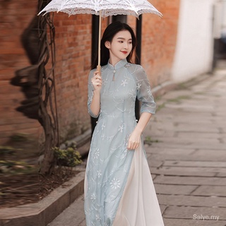 Cheongsam Qipao vestido moderno 2021 mejorado Cheongsam Retro noche vestido de seda Cheongsam elegante gasa mujeres vestido delgado 3KkN