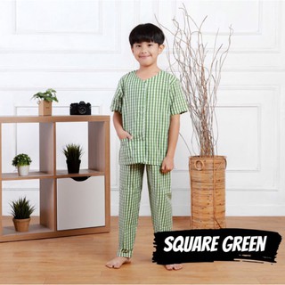 Pijamas de niños niños cuadrado gris/rosa/Graen algodón catra suave fresco caja