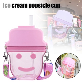 Cute Water Bottles With Straws Ice Cream Silicone Popsicle Drink Water Bottles Transparent Water Jug for Adult Children