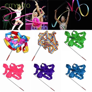 CITYINTO 7 colores Twirling varilla Multicolor arte gimnasia entrenamiento Ballet nuevo gimnasio rítmico 4M danza cinta Streamer/Multicolor