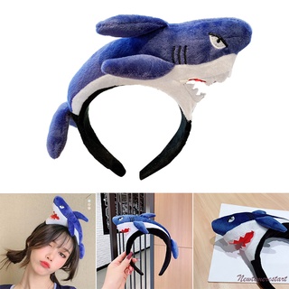Banda de pelo en forma de tiburón azul de dibujos animados suave Durable conveniente para lavado de cara maquillaje accesorios de pelo regalo para niñas