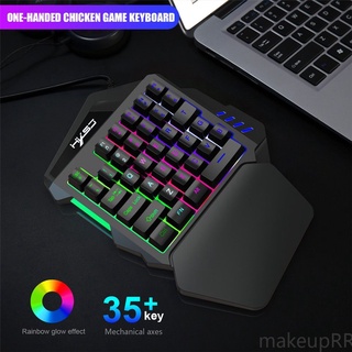 Novos produtos V100 1.6m com fio para jogo teclado com alça mecânica retroiluminação 35 teclas para PC Mini teclado preto com uma mão makeupRR