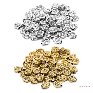 [hwd] 50 piezas vintage oro plata san benito medallas vintage junta colgante estilo tibetano con cuentas plana redonda fabricación de joyas