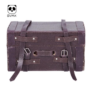 COD 1:12 casa de muñecas miniatura de cuero maleta de madera Mini caja de equipaje BVMX