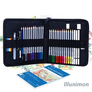 NIMON 40pcs lápiz de colores soluble en agua borrador sacapuntas Kit de artículos de arte