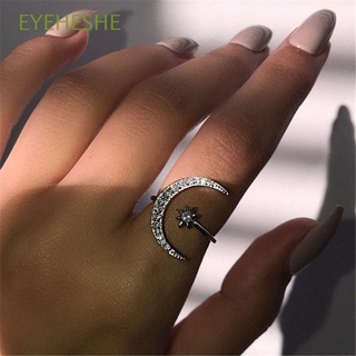 eyeheshe encantadora luna creciente y estrella anillo de boda ajustable anillos de diamantes de compromiso chapado en plata 925 para 5-12 18k relleno de oro joyería de moda/multicolor