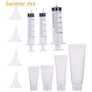 har1 24 pack 20/30/50/100ml de plástico exprimir tubos cosméticos con tapa flip, 4 embudos, 3 jeringas para champú loción facial cle