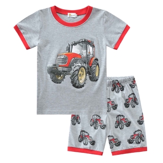We-Boy's Short-sleeved Shorts Pajamas Set Cartoon Cars Print Round Neck