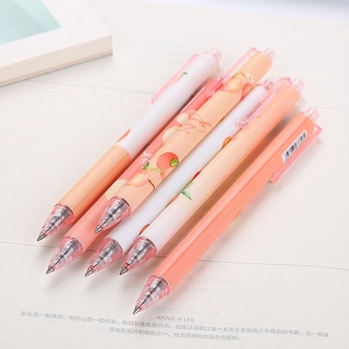 【Ready Stock】 Cute Peach Gel Pen Student Press 0.5mm School Supplies Gift Kawaii Office Writing W6Z6 (3)