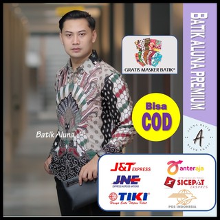 Exclusivo hombres Premium Batik camisa de manga larga Aluna Batik camisa de los hombres Slim Fit Solo moderno BAP005