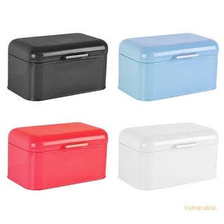 vulnerable color sólido retro metal caja de pan caja de almacenamiento de cocina contenedor para aperitivos alimentos