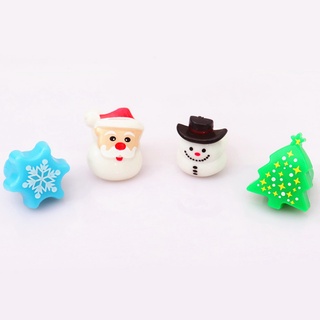 Anillo de navidad brillante luz de dedo Santa Claus copo de nieve árbol de navidad muñeco de nieve juguete para niños (3)