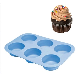 Molde de Silicona para seis Cupcakes Muffins Horno Repostería Azul