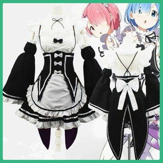 Entrega rápida Anime Re:Zero Kara Hajimeru Isekai Seikatsu gemelos Ram/Rem Cosplay vestido de mucama costume