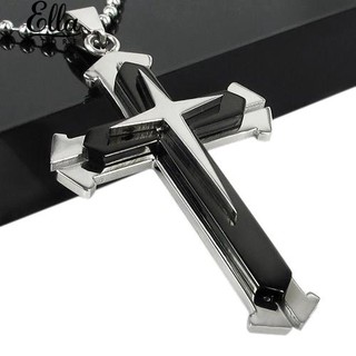 [NE2] collar con colgante de cruz para hombre, cadena de acero inoxidable