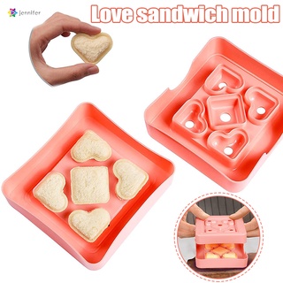 bento box - cortador de sándwich y sellador con 4 corazones y 1 forma cuadrada, cortador de masa de galletas para cocinar