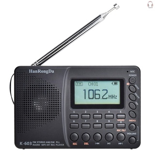[In Stock] HRD-603 Portable Radio AM/FM/SW/BT/TF Pocket Radio USB MP3 Digital Recorder Support TF Card Bluetooth (1)