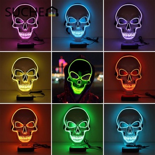 SUCHEN Scary decoraciones de fiesta luminosas LED protección facial EL alambre brillan en la oscuridad disfraz de Halloween 2021 nuevo Cosplay máscaras de disfraz/Multicolor