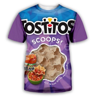 Nueva moda de las mujeres/hombres de impresión 3D Tessffel patatas Chips bolsa de aperitivos divertidos alimentos Casual camisetas U03