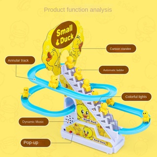 [Listo Stock] Influencer Patito Escalada Escaleras Pista Juguete Pequeño Pato Amarillo Cerdito Slide Juguetes Educativos Para Niños (8)