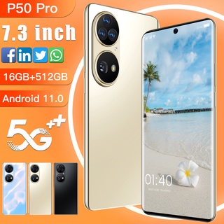 Teléfono Móvil P50 Pro 16 + 512GB Telefone Original 7.3 Pulgadas HD 5G 36MP + 64MP Celular Batería 8000mah Android
