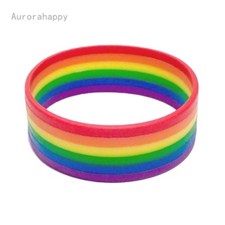 Aurorahappy Rainbow Pride pulsera Mutilayered goma Gay lesbiana LGBT pulsera joyería