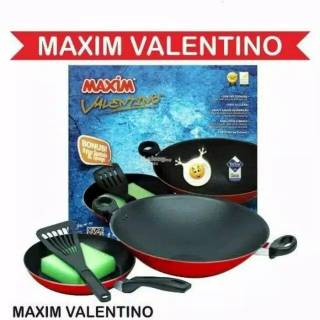 Maxim Teflon Valentino - juego de sartén (22 cm, 30 cm), color rojo