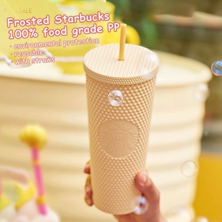 [Listo]Ins estilo limitado Starbucks vaso reutilizable taza de paja esmerilada serie Durian diamante tachonado taza Starbucks taza plata cuadros cuento de hadas