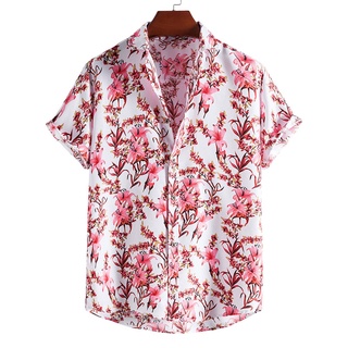 gogosale Moda Hombres Verano Casual Impreso Manga Corta Top Blusa Camisas