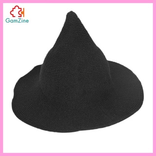 [bbns] sombrero de bruja de halloween moderno tejer fiesta traje accesorios negro (3)