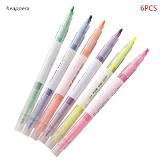 hea 6 Colors Double Headed Highlighter Pen Fluorescent Marker Art Drawing Stationery (1)