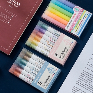 6 unids/set marcador de Color caramelo rotulador de Color pluma Retro Color pintura pluma papelería escolar