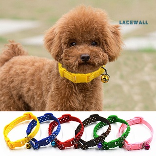 Lacewall Collar ajustable con estampado de lunares de nailon para perro/cachorro/gato/gato/Collar con campana