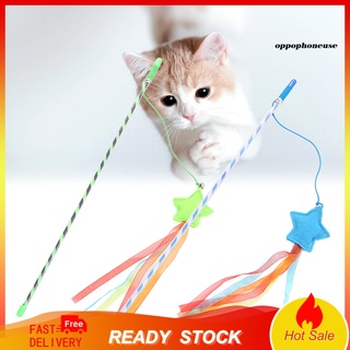 Divertido estrella cinta gato gatito Teaser varita palo varilla mascota jugando juguete interactivo