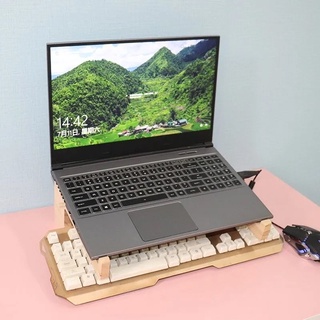 [xl life] soporte para portátil de madera 2 en 1 aumento de altura de almacenamiento macbook soporte para monitor soporte (5)