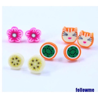 (followme) 36 pares de aretes de moda hechos a mano de frutas de dibujos animados para niñas (4)