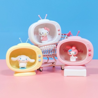 Kawaii Sanrio Accesorios Kitty My Melody Cinnamoroll Lindo Mini TV Modelo Dormitorio Escritorio Luz Nocturna Pequeños Regalos Para Niñas Juguetes (2)