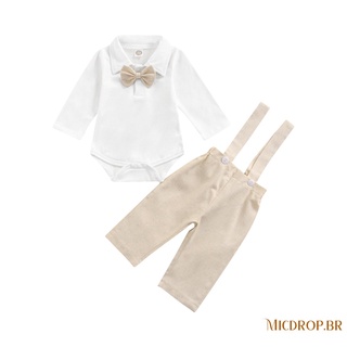 micdrop-baby girl tops, pantalones bowtie traje, manga larga solapa tirantes pantalones