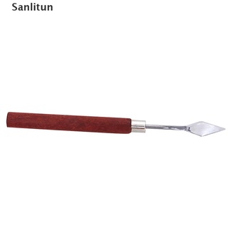 sanlitun 5pcs cuchillo de pintura mango de madera espátula paleta cuchillo para pintura al óleo cuchillo venta caliente