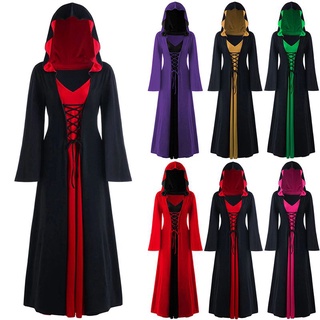Ladies Medieval Renaissance Fancy Dress Gothic Halloween Witch Cosplay Costume (1)