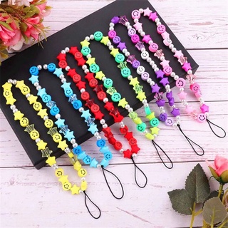 MALCOLM1 Cell Phone Lanyard Smile Beads Chain Mobile Phone Chain Hanging Cord Anti-lost Chain Ins Trendy Lanyard Cellphone Accessories/Colorful (2)