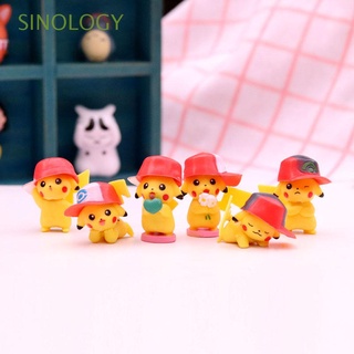 SINOLOGY 6 unids/set figura modelo Anime figuras de juguete Pikachu figuras de acción decoraciones para niños regalos Scultures modelo coleccionable muñeca juguetes adornos