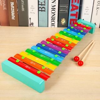 wit bebé niños xilófono de madera 15 tonos toc piano juguetes instrumento musical juguete educativo + 2 mazos