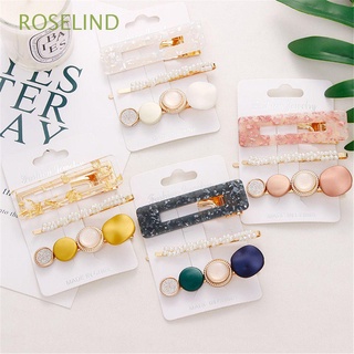 roselind 3 unids/set nuevas perlas horquillas geométricas pelo acetato barrettes accesorios de pelo moda mujeres niñas venta caliente diadema/multicolor