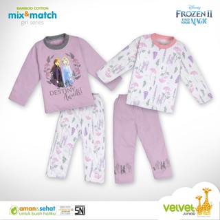 Velvet Junior Mix Match Frozen 2 Girl - trajes de pijama de algodón de bambú tamaño 2-8 (1 paquete contenido 2 trajes)